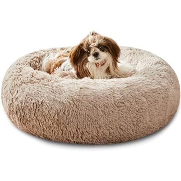 Western Home Dog Bed Run, Fluffy Cat Bed, Dog Cushion for Small Dogs, Washable Dog Bed, Dog Basket, Cat Basket for Sleeping 60 cm, Brown