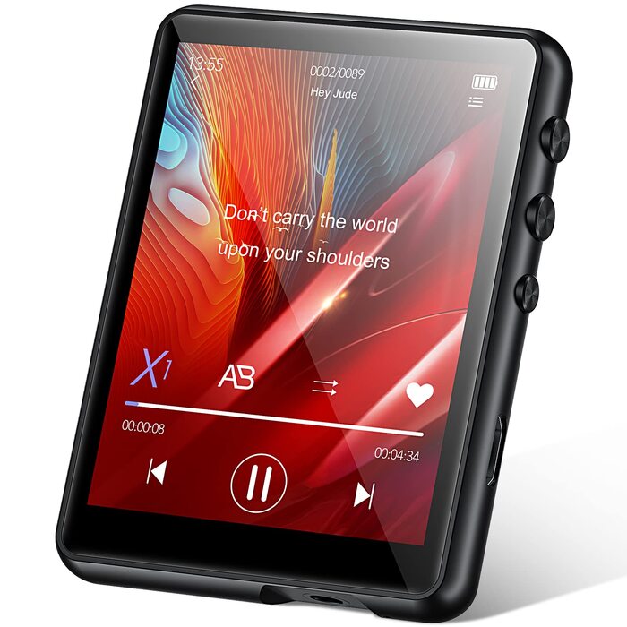MP3 плеєр 64GB Bluetooth 5.3 HiFi з металевим корпусом, радіо FM, диктофон, сенсорний екран 2.4