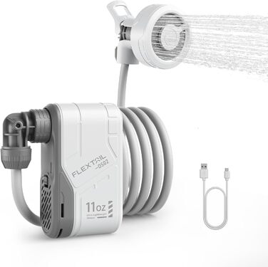 FLEXTAILGEAR Max Shower Portable Camping Ultra-Lightweight Shower with Battery, Portable Outdoor Camping Shower, Travel Shower with Rechargeable USB-C Water Pump, Pet Cleaning, Beach Vacation