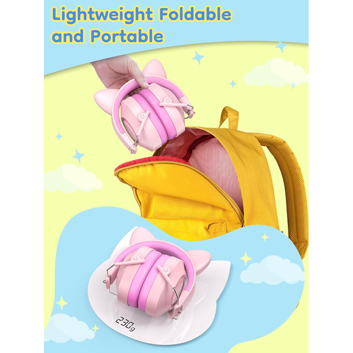 Навушники захисні дитячі Dr.meter SNR 32dB, захист від шуму для дітей з аутизмом, концерти, авіашоу (2 шт. зелені та рожеві)