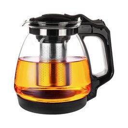 Скляний чайник T24 з ситом, 1250 мл (без підставки) - стійкий до високих температур, з нержавіючою сталлю, для заварювання листового чаю