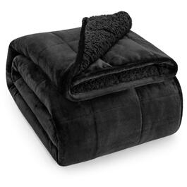 Обтяжілена ковдра Wemore Sherpa Fleece для дорослих, двостороння плюшева фланелева ковдра, 6.8 кг, 150x200 см, чорна