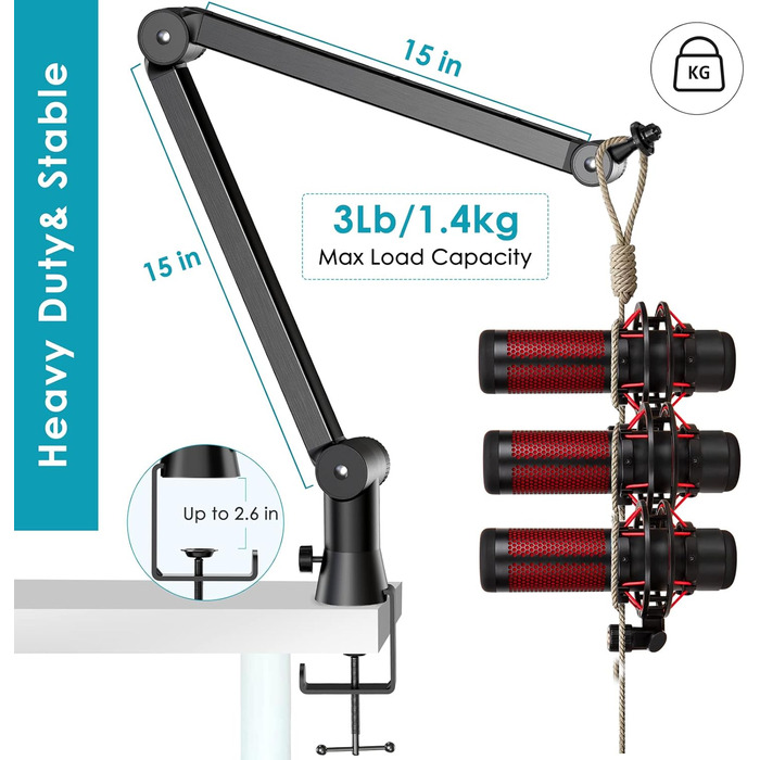 Тримач для мікрофону YOUSHARES Premium NBA6 - сумісний з Shure SM7B, Rode PodMic, Blue Yeti та ін.