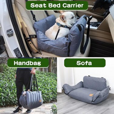 Автомобільний собачий сидіння для собак до 15 кг, чорний, знімний Airbag, миється, з технічної тканини