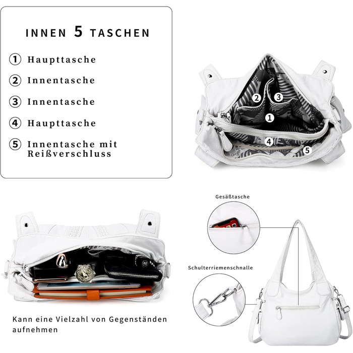 Сумка жіноча AngelKiss через плече, біла, PU шкіра, водонепроникна, з кишенями на блискавці