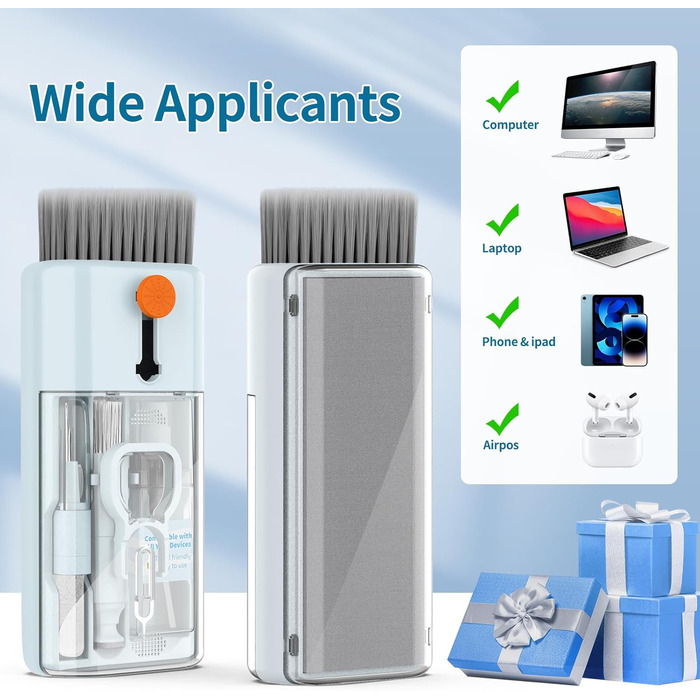 Набір для чищення клавіатури 12 в 1: очищувач екрану, клавіатури, телефону, MacBook, ПК (блакитний)