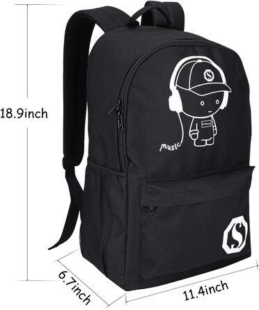 Шкільний рюкзак унісекс, легкий водонепроникний рюкзак для підлітків, чорний