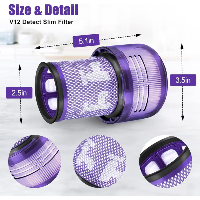 Фільтр HEPA для пилососа Dyson V12 Detect Slim (971517-01) - Комплект 3 фільтри + щітка