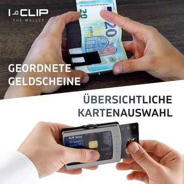 I-CLIP Original Slim Wallet Leather Wallet - Premium Wallet - Card Case - Credit Card Case with Money Clip - Smooth Leather Black