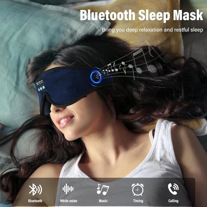 Маска для сну з Bluetooth навушниками 3D, бездротова маска для сну з музикою для бічних та спинних положень, навушники для сну