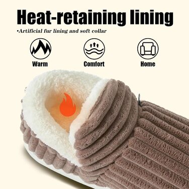 Тапочки зимові жіночі та чоловічі з піною пам'яті, м'яка тканина корд, повний плюш, бавовняні тапочки з антиковзкою підошвою, зручні для дому та вулиці (42/43 EU, кавовий)