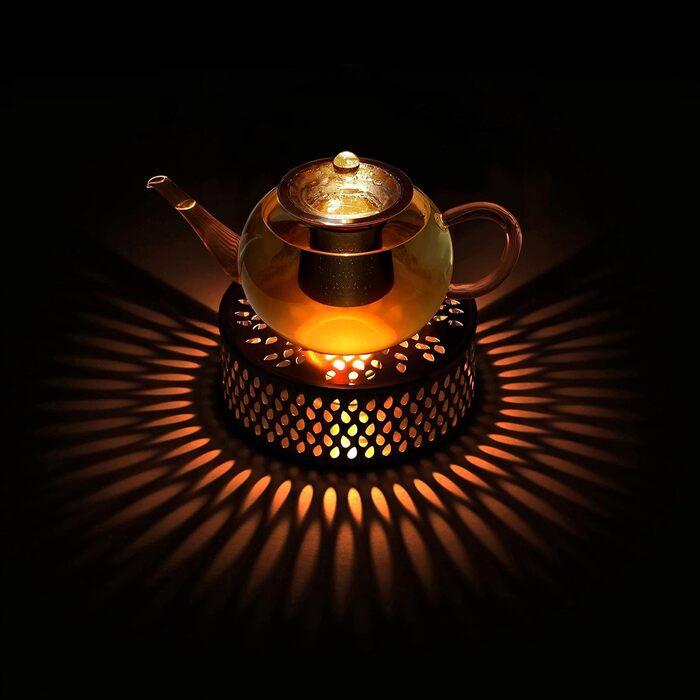 Скляна чайник Creano 1,2л з підставкою, 3-секційний набір, з нержавіючою сталею, для листового чаю, безперебійний, 1200 мл