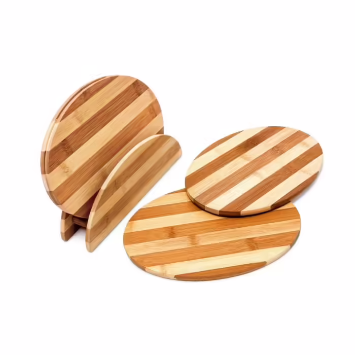 Relaxdays Bamboo Breakfast Tray, Striped