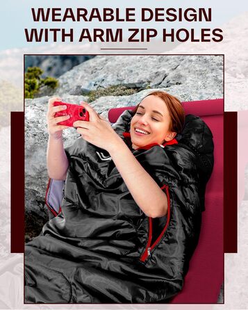 Сплячий мішок Sportneer Outdoor - ковдровий спальний мішок 3-4 сезони для дорослих, теплий, для кемпінгу, подорожей та активного відпочинку, 200x85 см, чорний