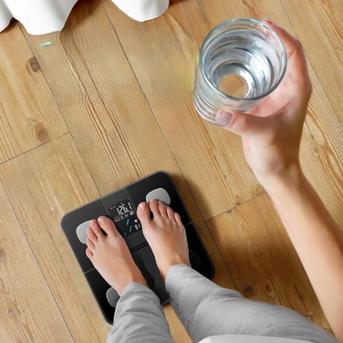 Розумні ваги Runstar з додатком, чорні, з великим чітким LCD-дисплеєм