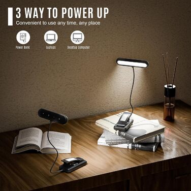 Ліхтар для читання LQWELL на шию, LED лампа для книги, 3 кольори/яскравість, гнучкий, акумуляторний, для читання, рукоділля (чорний, прямокутна - 3 шт)