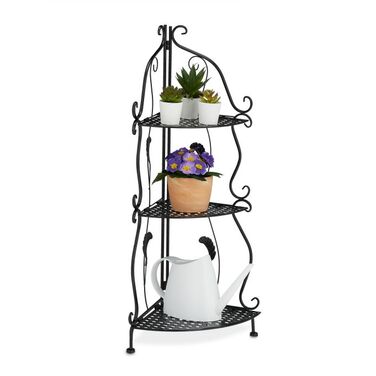 Relaxdays Metal Corner Shelf with 3 Tiers