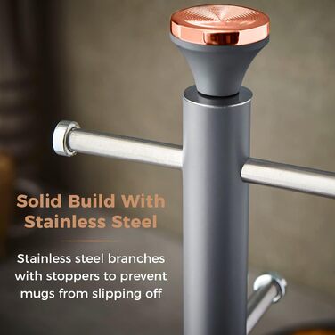 Tower T826132PNK Cavaletto Beaker Stand with Stainless Steel Stopper, Soft Base, Marshmallow Pink and Roségold (Grey and Roségold)