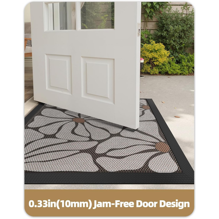 Придверний килимок COLOR&GEOMETRY для вулиці 43 x 76 см, протибрудний та антиковзаючий килим для вхідної групи, бежевий