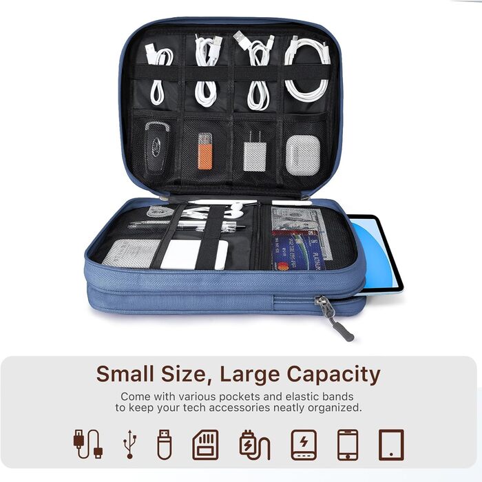 Органайзер для гаджетів Dadanism: чохол-сумка для планшетів 9-11'', кабелів, зарядних пристроїв та Powerbank (блакитний)