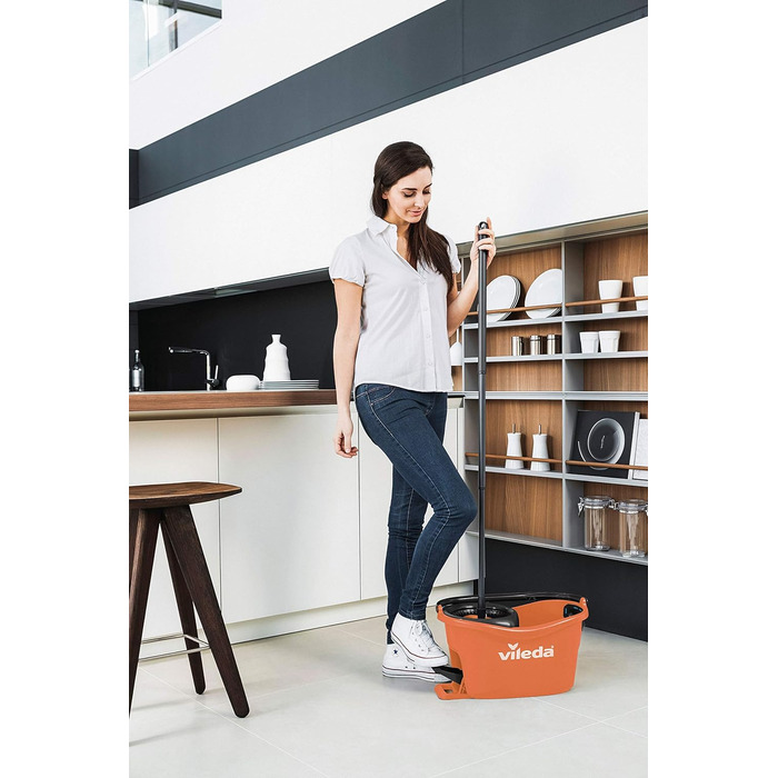 Набір для миття підлоги Vileda Turbo EasyWring & Clean з відром та мопом, колір кораловий