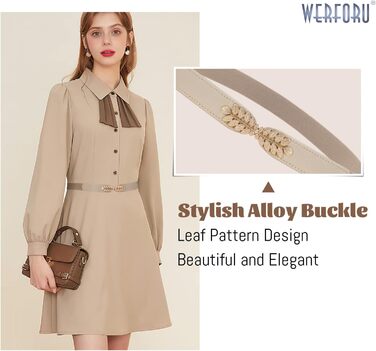 Еластичний пояс для жінок WERFORU: широкий, вінтажний, для суконь, чорний, білий, коричневий, бежевий, обхват талії 82-99 см
