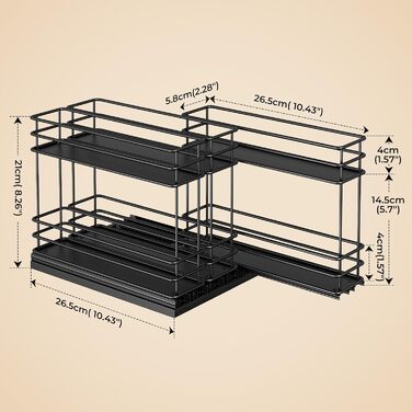 Організатор для спецій Orimade, висувна полиця для спецій, 3 шт. Чорний колір