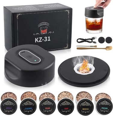 Електричний набір для копчення коктейлів та віскі з 6 ароматами, Infuser для віскі, подарунок для любителів коктейлів