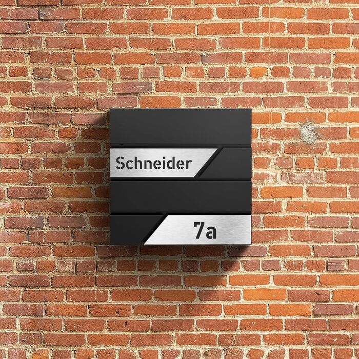 Поштовий ящик з газетницею з нержавіючої сталі, настінний, з замком та відділенням для преси, лазерне гравіювання (чорний)