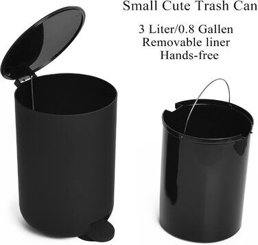 GAHEFY Bathroom Accessory Set, Bathroom Supplies Sets Decor, 5-Piece Bathroom Set - Soap Dispenser, Toothbrush Holder, Vanity Tray, Toilet Brush and Waste Bin Set for Bathroom (Black)