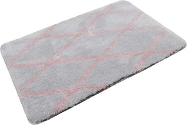 Homie Living Badteppich, Bath Mat, fluffy, soft pile, non-slip and washable, San Bosa (55 x 65 cm, Grey Pink) Grey Pink 55 x 65 cm