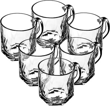 Набір склянок KADAX Frida 300мл (6 шт) для чаю, кави та води - скляні стакани з ручкою