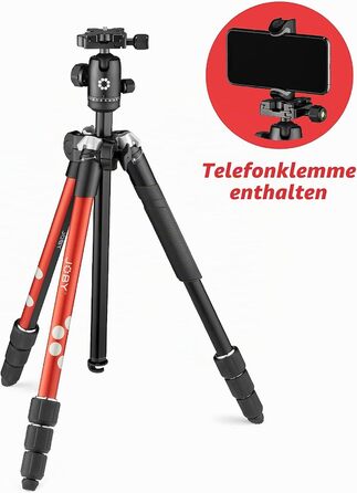Штатив-трипод JOBY RangePod червоний алюмінієвий для смартфона та камер (DSLR, CSC, бездзеркальних) з кулястою головкою, затискачем та сумкою для влогерів, TikTok та YouTube