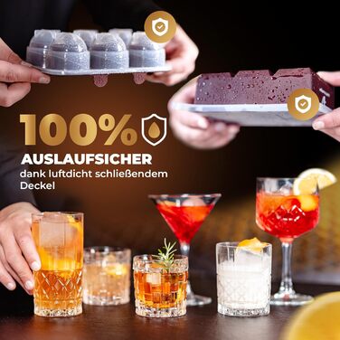 Neighbour's Friend Patented Ice Sphere Mold with Large Ice Cube Shape - XXL Ice Cube Molds for Whiskey, Rum & Cocktails - 6x Ice Spheres & 6x Ice Cubes Platinum Silicone - Dishwasher Safe