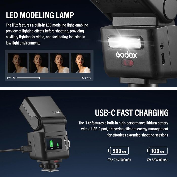 Godox IT32: Світловий прилад для камери Canon з TTL, X5C, GN18, 510 спахів, сенсорний екран та LED-підсвічуванням