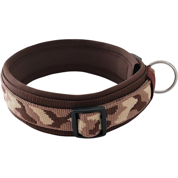 Нашийник для собак BUDDYPACK широка та м'яка накладка з неопрену, всі розміри, кольоровий (XS/S (35-40 см), коричнево-кремовий)