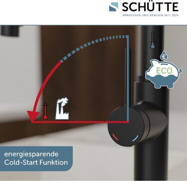Кухонний змішувач SCHÜTTE 79562 Blackpool з висувною лійкою, поворотний на 360°, з однорідним змішувачем, чорний