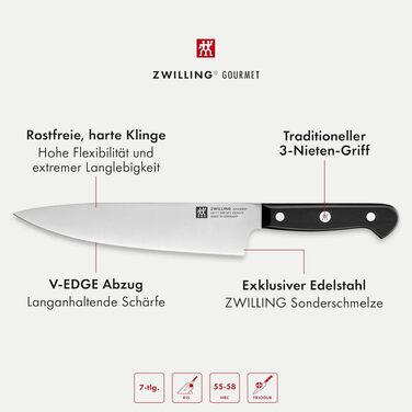 Набір ножів ZWILLING Gourmet самозагострювальний, 7 предметів, нержавіюча сталь, Німеччина, коричневий