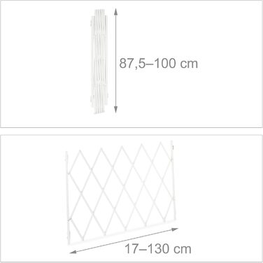 Захисне ворота для собак Relaxdays, розтягується до 130 см, висота 87,5-100 см, бамбук, біле XL