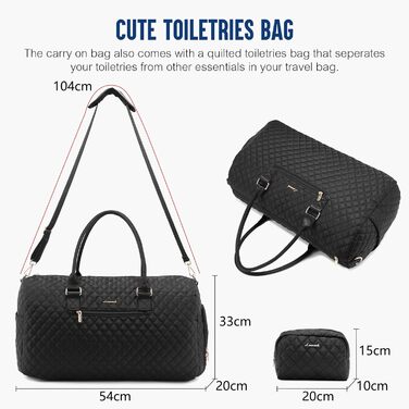 Спортивна сумка LOVEVOOK для подорожей, жіноча дорожня сумка-вікендер, сумочка для пологового будинку з косметичкою, відділення для взуття та мокрого одягу, водонепроникна гімнастична сумка, ручна поклажа для авіаперельотів, чорна