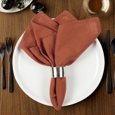 Cloth napkins, cotton linen, 18 x 18 inches, soft, durable, washable, ideal for farmhouse party, spring, summer, Easter, perfect tablecloth for everyday use, rust color, 12 pieces