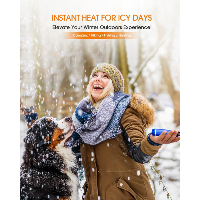 Електричний нагрівач для рук SUPPOU 2 шт. 5000mAh з LED-ліхтариком, акумуляторний, для спорту та відпочинку на природі (блакитний)