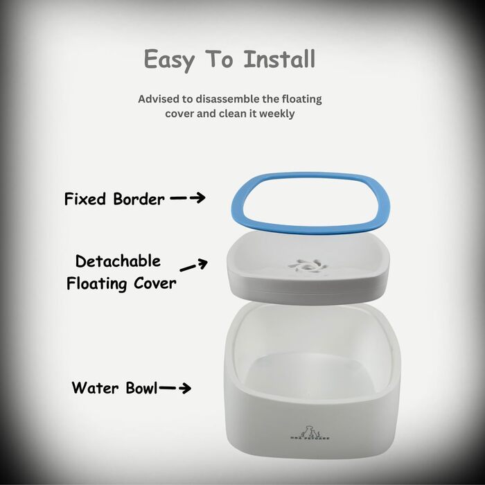 Плаваючий годівниця для води для собак і котів H&A Petcare - без розливання, повільне пиття, блакитний