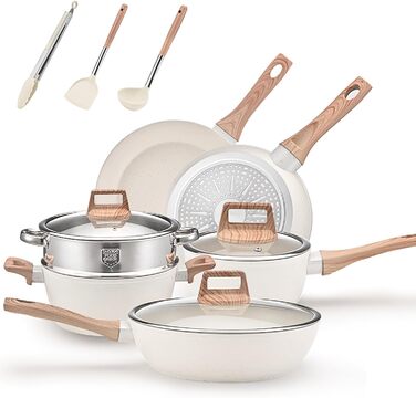 Набір каструль 12 шт. Induktion: Каструлі з медичного каменю з антипригарним покриттям, ідеальні для приготування, смаження та випікання