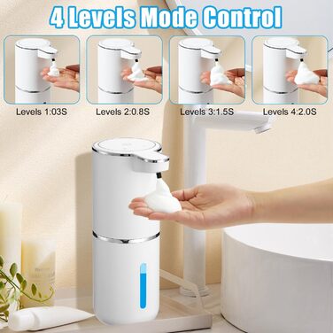 Автоматичний диспенсер для мила з піни, 380 мл, електричний сенсорний дозатор мила з інфрачервоним датчиком, USB-зарядний, водонепроникний IPX5 для кухні, ванної кімнати, школи, готелю, колір: білий