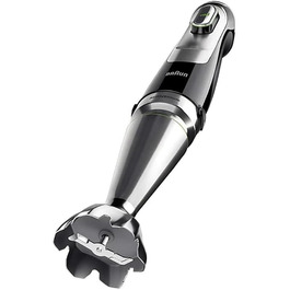 Блендер Braun MultiQuick 9 MQ9138XI, 1200 Вт, 5 насадок, нержавіюча сталь, чаша 500 мл, млинок для кави та спецій, мірний стакан, віночок, чорний/нержавійка