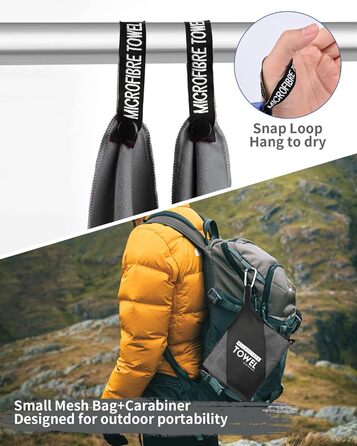 Набір рушників з мікрофібри (3 шт.): 180x80 см + 2 шт. 80x40 см, для фітнесу, сауни, пляжу, подорожей, темно-зелений (темно-сірий)