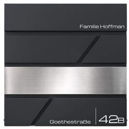 Поштовий ящик Verda з газетницею, нержавіюча сталь, антрацит, 37x37x11 см, з ключами, вікном та табличкою для імені - сучасний вуличний поштовий ящик