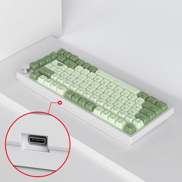 Механічна ігрова клавіатура SOLIDEE 75% з RGB-підсвічуванням, hot-swap, NKRO, TKL, 82 клавіші, Matcha/Red Switch