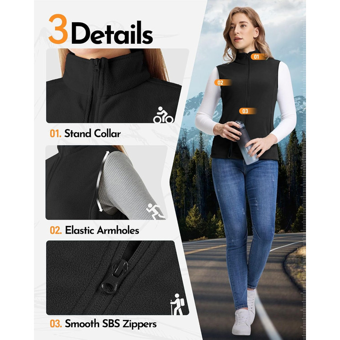 Жіноча флісова жилетка Outdoor Ventures - тепла безрукавка для спорту та відпочинку, чорна, XS